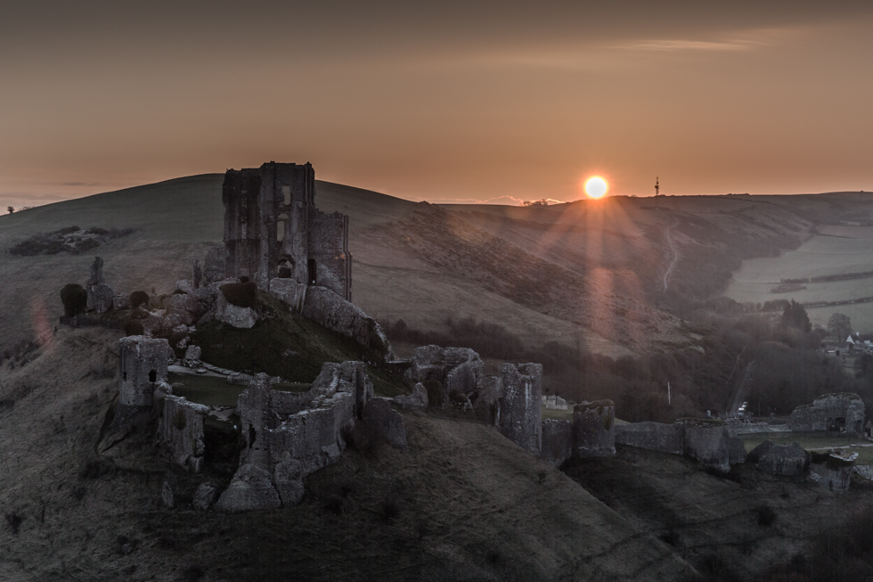 Sunrise, Corfe Castle, Jurassic Coast, Dorset, UK