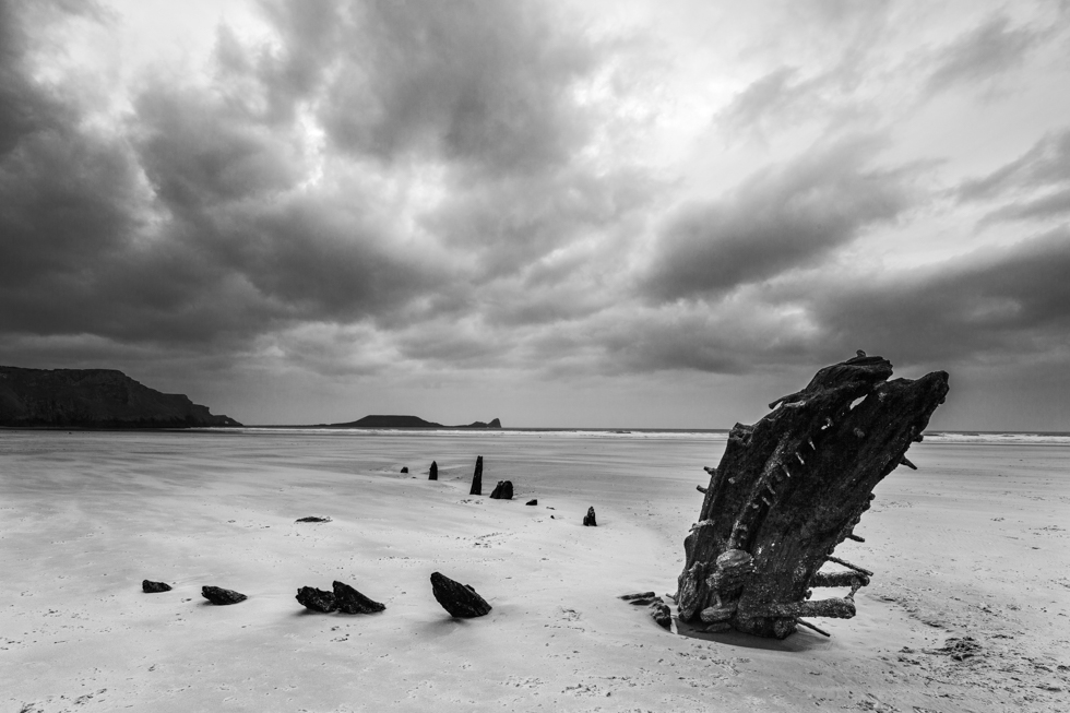 The Remains Of The Helvetia, Rhossili Beach, Gower Peninsula, Wales